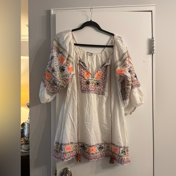 Juliet Dunn London Embroidered Boho Peasant Top/ tunic/dress Sz 1 - Picture 1 of 6